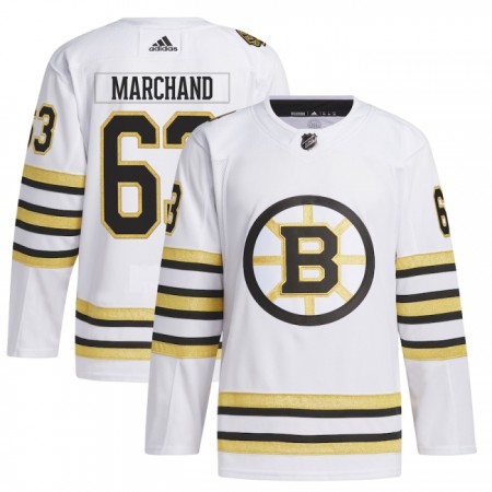 Boston Bruins tröja 100th Anniversary Brad Marchand Adidas 2023-24 Vit Authentic - NHL Tröjor Herr